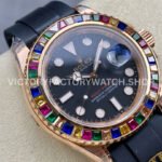 KF Factory Rolex Yacht-Master 116695SATS 40mm Rose Gold Diamond Bezel Oysterflex Black Dial