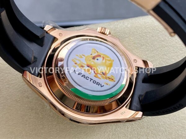 KF Factory Rolex Yacht-Master 116695SATS 40mm Rose Gold Diamond Bezel Oysterflex Black Dial