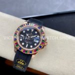 KF Factory Rolex Yacht-Master 116695SATS 40mm Rose Gold Diamond Bezel Oysterflex Black Dial
