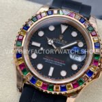 KF Factory Rolex Yacht-Master 116695SATS 40mm Rose Gold Diamond Bezel Oysterflex Black Dial
