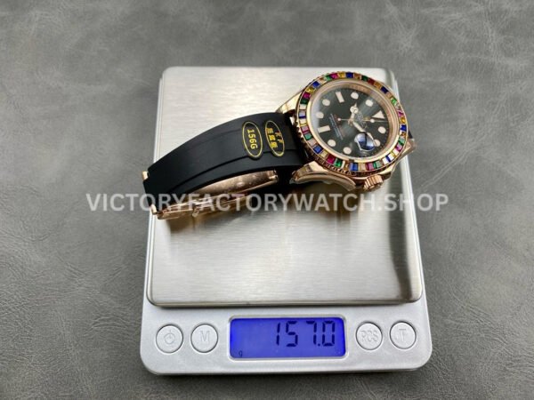 KF Factory Rolex Yacht-Master 116695SATS 40mm Rose Gold Diamond Bezel Oysterflex Black Dial