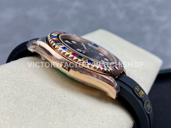 KF Factory Rolex Yacht-Master 116695SATS 40mm Rose Gold Diamond Bezel Oysterflex Black Dial