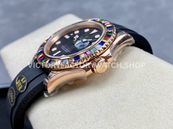 KF Factory Rolex Yacht-Master 116695SATS 40mm Rose Gold Diamond Bezel Oysterflex Black Dial