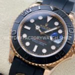 KF Factory Rolex Yacht-Master 126655 40mm Rose Gold Oysterflex Black Dial
