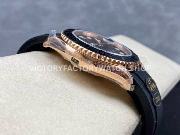 KF Factory Rolex Yacht-Master 126655 40mm Rose Gold Oysterflex Black Dial