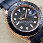 KF Factory Rolex Yacht-Master 126655 40mm Rose Gold Oysterflex Black Dial