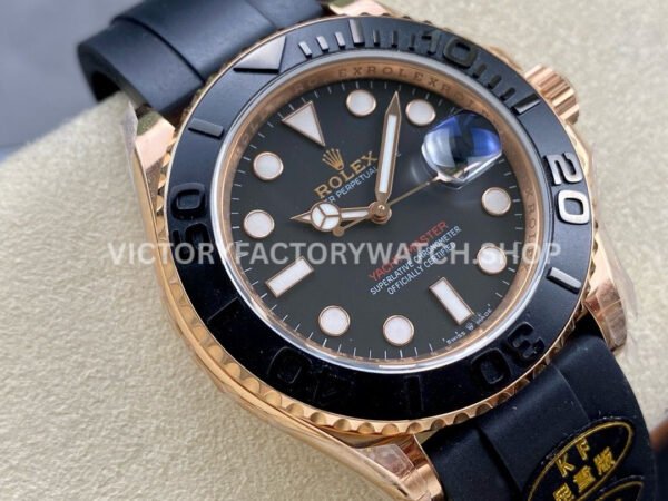 KF Factory Rolex Yacht-Master 126655 40mm Rose Gold Oysterflex Black Dial