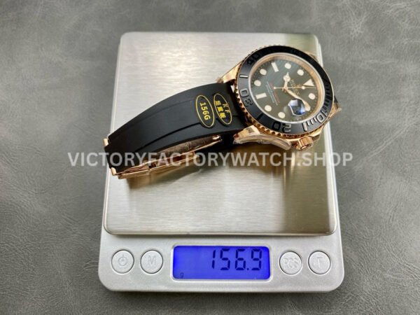 KF Factory Rolex Yacht-Master 126655 40mm Rose Gold Oysterflex Black Dial