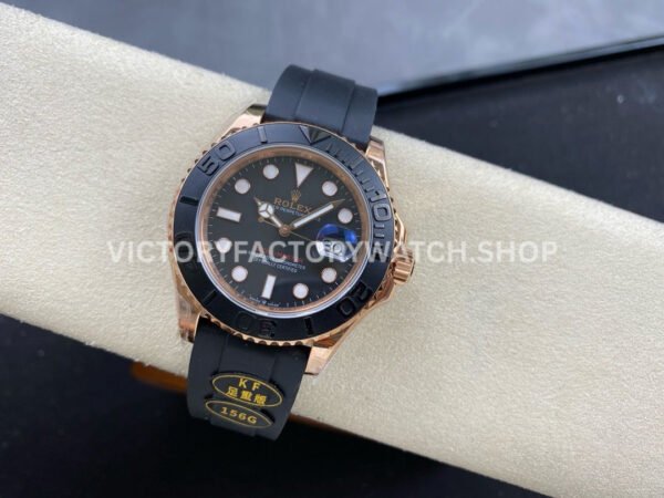 KF Factory Rolex Yacht-Master 126655 40mm Rose Gold Oysterflex Black Dial