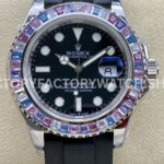 KF Factory Rolex Yacht-Master 126679SABR 40mm White Gold Oysterflex Black Dial (1) KF Yacht Master 126679SABR gem bezel oysterflex
