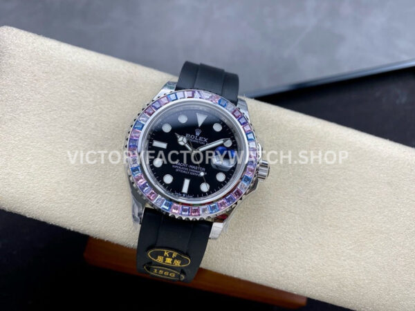 KF Factory Rolex Yacht-Master 126679SABR 40mm White Gold Oysterflex Black Dial (3) KF Factory Rolex Yacht-Master 126679SABR 40mm White Gold Oysterflex Black Dial
