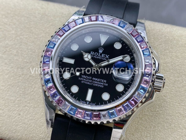KF Factory Rolex Yacht-Master 126679SABR 40mm White Gold Oysterflex Black Dial (4) KF Factory Rolex Yacht-Master 126679SABR 40mm White Gold Oysterflex Black Dial