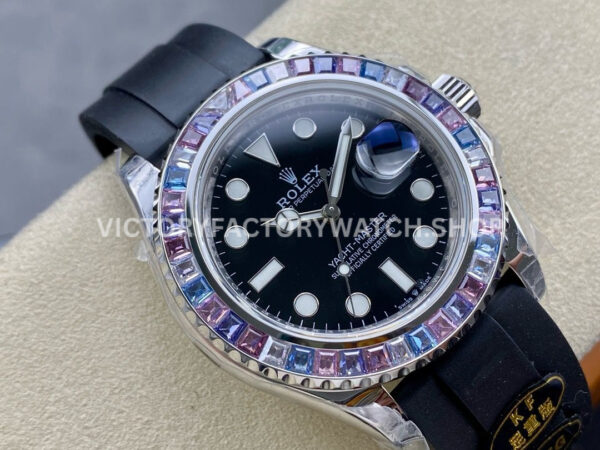 KF Factory Rolex Yacht-Master 126679SABR 40mm White Gold Oysterflex Black Dial (8) KF Factory Rolex Yacht-Master 126679SABR 40mm White Gold Oysterflex Black Dial