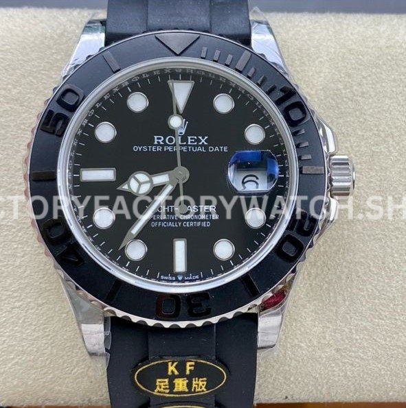 KF Factory Rolex Yacht-Master 226659 42mm White Gold Oysterflex Black Dial (9) KF Yacht Master 226659 white gold oysterflex
