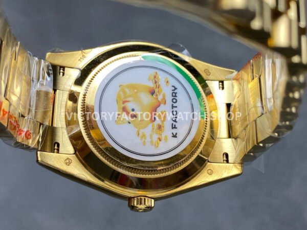 KF Factory Counterweight Rolex Day-Date 228238-0004 40mm Full Yellow Gold Diamond Baguette Black Dial