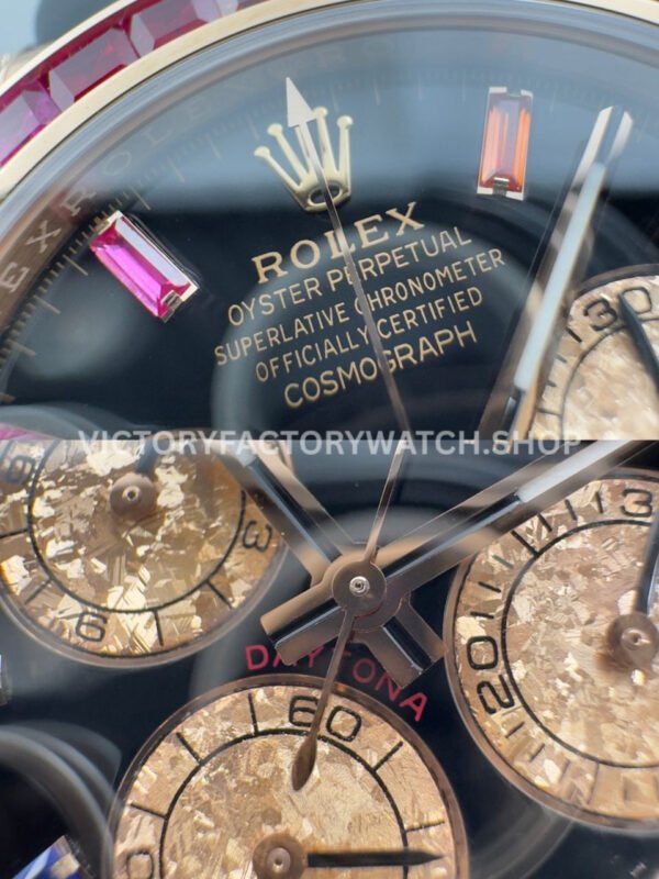 N+ Factory Counterweight Rolex Daytona 116595RBOW 40mm Rose Gold Rainbow Bezel Oysterflex Diamond Black Dial