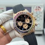 N+ Factory Counterweight Rolex Daytona 116595RBOW 40mm Rose Gold Rainbow Bezel Oysterflex Diamond Black Dial