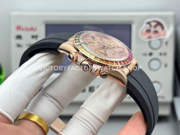 N+ Factory Counterweight Rolex Daytona 116595RBOW 40mm Rose Gold Rainbow Bezel Oysterflex Diamond Dial