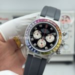 N+ Factory Counterweight Rolex Daytona 116599RBOW 40mm White Gold Oysterflex Rainbow Bezel Diamond Black Dial