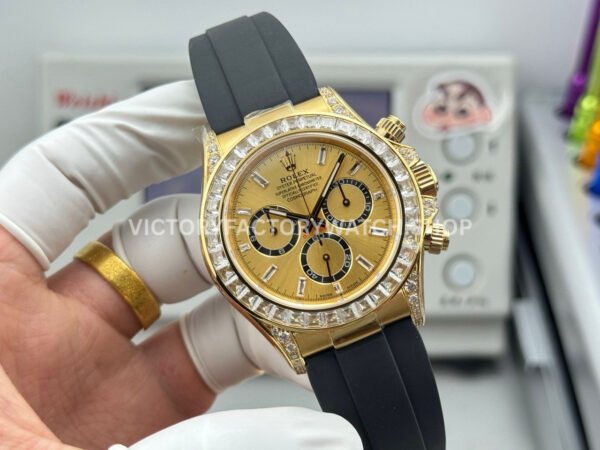 N+ Factory Counterweight Rolex Daytona 126538TBR-0004 40mm Yellow Gold Oysterflex Diamond Bezel Gold Dial