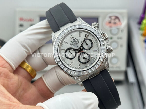 N+ Factory Counterweight Rolex Daytona 126539TBR-0002 40mm White Gold Oysterflex Diamond Bezel Diamond Grey Dial