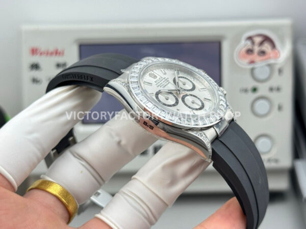 N+ Factory Counterweight Rolex Daytona 126539TBR-0002 40mm White Gold Oysterflex Diamond Bezel Diamond Grey Dial