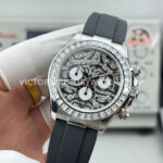 N+ Factory Counterweight Rolex Daytona Eye of the Tiger 116589TBR 40mm White Gold Oysterflex Diamond Bezel Diamond Grey Dial