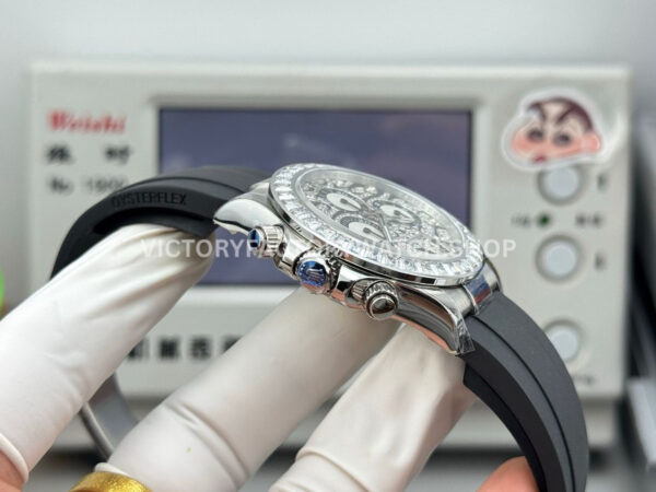 N+ Factory Counterweight Rolex Daytona Eye of the Tiger 116589TBR 40mm White Gold Oysterflex Diamond Bezel Diamond Grey Dial