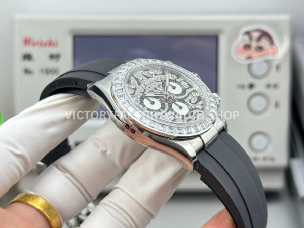 N+ Factory Counterweight Rolex Daytona Eye of the Tiger 116589TBR 40mm White Gold Oysterflex Diamond Bezel Diamond Grey Dial