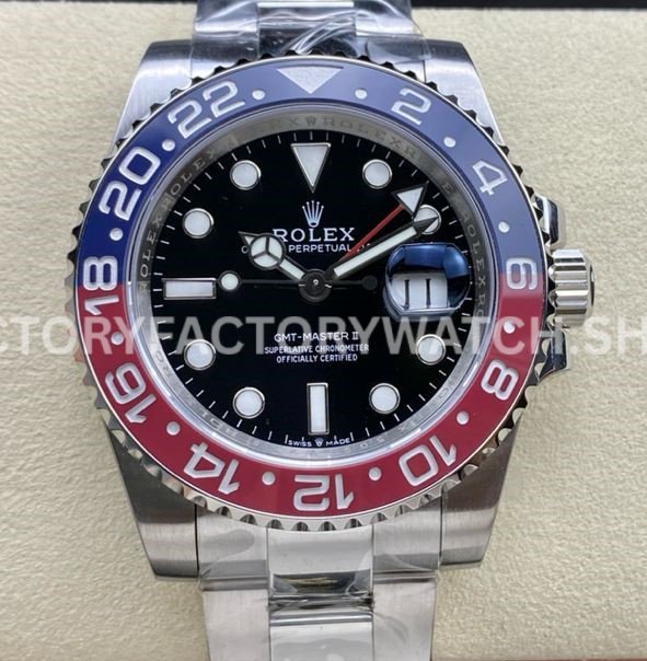 OW Factory 126710BLRO Pepsi GMT black dial steel bracelet