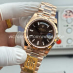 PPM Factory Counterweight Rolex Day-Date 228235-0003 40mm Full Rose Gold Baguette Diamond Brown Dial (1) PPM Factory Counterweight Rolex Day-Date 228235-0003 40mm Full Rose Gold Baguette Diamond Brown Dial