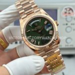 PPM Factory Counterweight Rolex Day-Date 228235-0025 40mm Full Rose Gold Roman Number Olive Green Dial (2) PPM Factory Counterweight Rolex Day-Date 228235-0025 40mm Full Rose Gold Roman Number Olive Green Dial