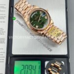 PPM Factory Counterweight Rolex Day-Date 228235-0025 40mm Full Rose Gold Roman Number Olive Green Dial (3) PPM Day Date olive green dial