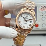 PPM Factory Counterweight Rolex Day-Date 228235-0032 40mm Full Rose Gold Roman Number White Dial