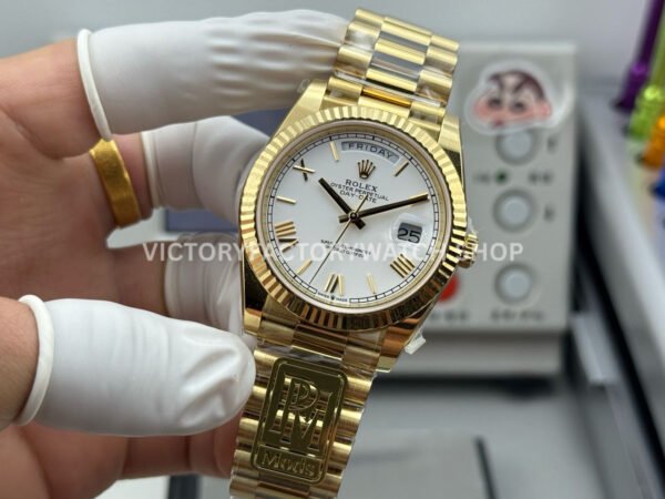 PPM Factory Counterweight Rolex Day-Date 228238-0042 40mm Full Yellow Gold Roman Numerals White Dial