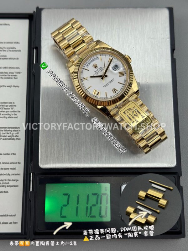 PPM Day Date white roman dial