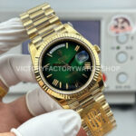 PPM Factory Counterweight Rolex Day-Date 228238-0061 40mm Full Yellow Gold Roman Number Green Dial (1) PPM Factory Counterweight Rolex Day-Date 228238-0061 40mm Full Yellow Gold Roman Number Green Dial
