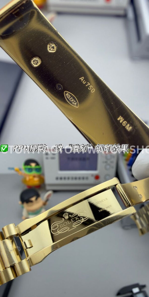 PPM Factory Counterweight Rolex Day-Date 228238-0061 40mm Full Yellow Gold Roman Number Green Dial (6) PPM Factory Counterweight Rolex Day-Date 228238-0061 40mm Full Yellow Gold Roman Number Green Dial