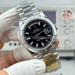 PPM Factory Counterweight Rolex Day-Date 228239-0005 40mm Full White Gold Baguette Diamond Black Dial (1) PPM Factory Counterweight Rolex Day-Date 228239-0005 40mm Full White Gold Baguette Diamond Black Dial