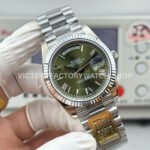 PPM Factory Counterweight Rolex Day-Date 228239-0033 40mm White Gold Roman Numerals Olive Green Dial