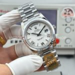PPM Factory Counterweight Rolex Day-Date 228239-0046 40mm White Gold Roman Numerals White Dial