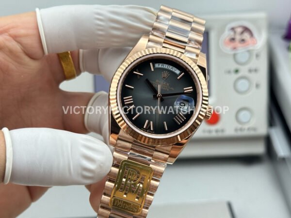 PPM Factory Counterweight Rolex Day-Date 238235-0055 40mm Full Rose Gold Roman Number Black Dial (3) PPM Factory Counterweight Rolex Day-Date 238235-0055 40mm Full Rose Gold Roman Number Black Dial