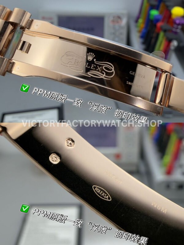 PPM Factory Counterweight Rolex Day-Date 238235-0055 40mm Full Rose Gold Roman Number Black Dial (4) PPM Factory Counterweight Rolex Day-Date 238235-0055 40mm Full Rose Gold Roman Number Black Dial