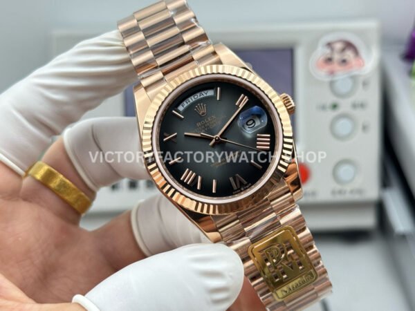 PPM Factory Counterweight Rolex Day-Date 238235-0055 40mm Full Rose Gold Roman Number Black Dial (8) PPM Factory Counterweight Rolex Day-Date 238235-0055 40mm Full Rose Gold Roman Number Black Dial