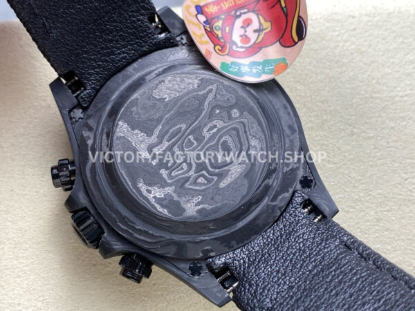 PPM Factory Rolex Daytona Modified 116500 Black Carbon Fiber Calf Skin Strap Diamond Baguette White Dial (5) PPM Factory Rolex Daytona Modified 116500 Black Carbon Fiber Calf Skin Strap Diamond Baguette White Dial