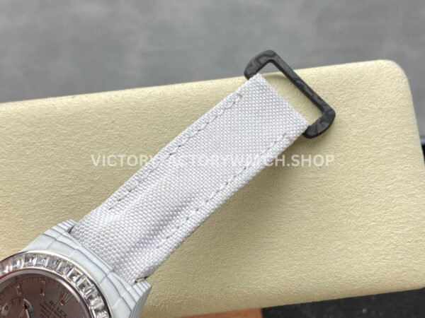 PPM Factory Rolex Daytona Modified 126506 Carbon Fiber Calf Skin Strap Diamond Baguette Ice Blue Dial