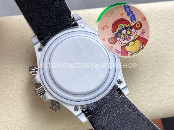 PPM Factory Rolex Daytona Modified 126506 Carbon Fiber Calf Skin Strap Diamond Baguette Ice Blue Dial