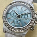 PPM Factory Rolex Daytona Modified 126506 Carbon Fiber Calf Skin Strap Diamond Baguette Ice Blue Dial