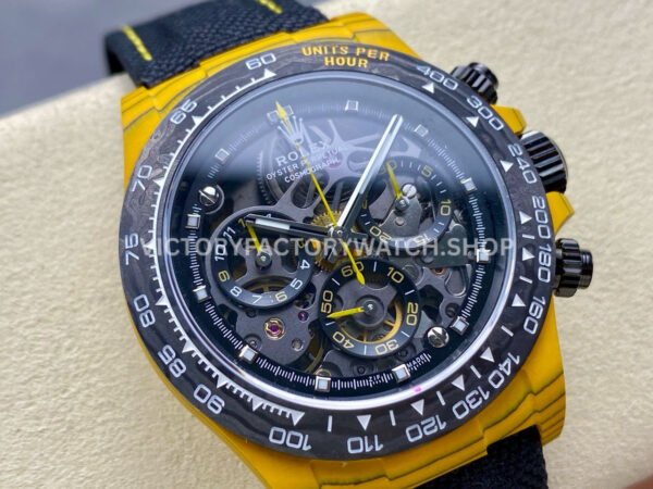 PPM Factory Rolex Daytona Modified Carbon Fiber Calf Skin Strap Skeletonized Dial (1) PPM Factory Rolex Daytona Modified Carbon Fiber Calf Skin Strap Skeletonized Dial