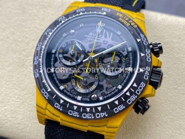 PPM Factory Rolex Daytona Modified Carbon Fiber Calf Skin Strap Skeletonized Dial (4) PPM Factory Rolex Daytona Modified Carbon Fiber Calf Skin Strap Skeletonized Dial